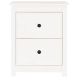 Bedside Cabinet White 50x35x61.5 cm Solid Wood Pine - Side View