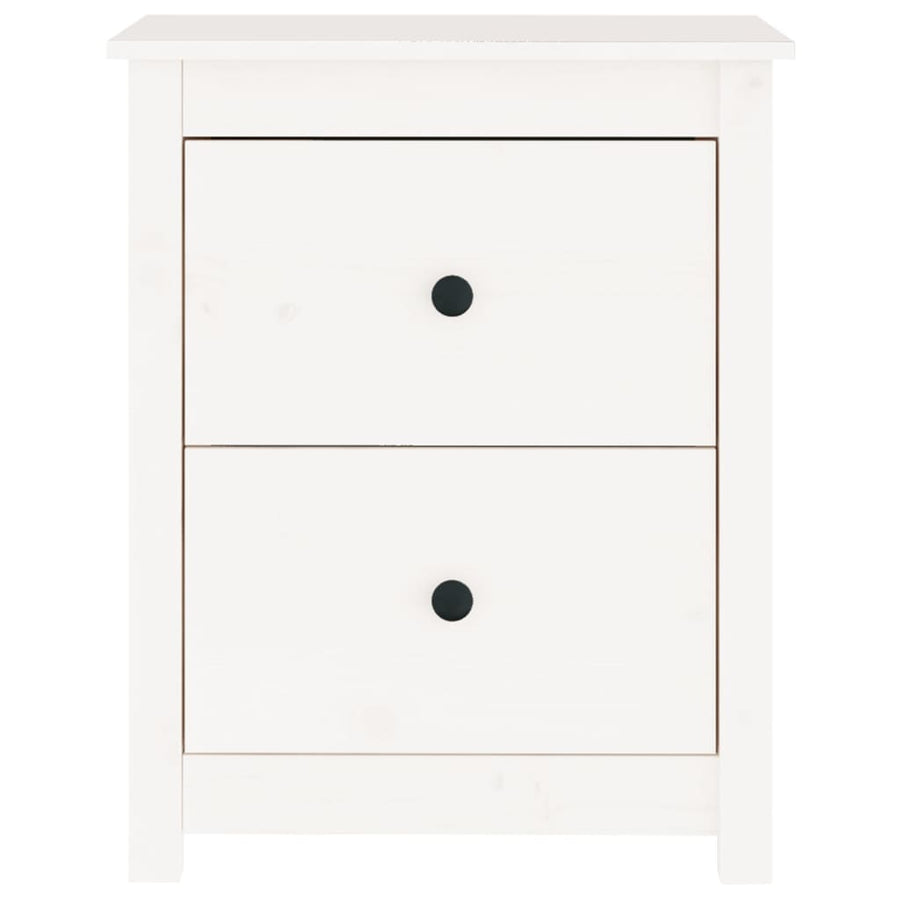 Bedside Cabinet White 50x35x61.5 cm Solid Wood Pine