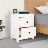 Bedside Cabinet White 50x35x61.5 cm Solid Wood Pine - Rear View