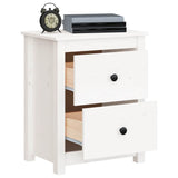 Bedside Cabinet White 50x35x61.5 cm Solid Wood Pine - Close-Up Angle