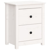 Bedside Cabinets 2 pcs White 50x35x61.5 cm Solid Wood Pine - Side View