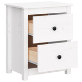 Bedside Cabinets 2 pcs White 50x35x61.5 cm Solid Wood Pine - Rear View