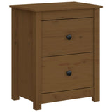 Bedside Cabinet Honey Brown 50x35x61.5 cm Solid Wood Pine - Front View
