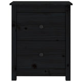 Bedside Cabinet Black 50x35x61.5 cm Solid Wood Pine - Side View