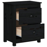 Bedside Cabinet Black 50x35x61.5 cm Solid Wood Pine