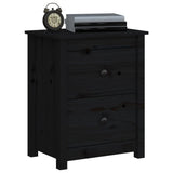 Bedside Cabinet Black 50x35x61.5 cm Solid Wood Pine - Low Angle