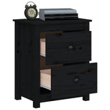 Bedside Cabinets 2 pcs Black 50x35x61.5 cm Solid Wood Pine - Low Angle