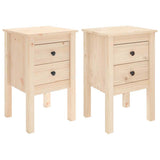 Bedside Cabinets 2 pcs 40x35x61.5 cm Solid Wood Pine - Front View