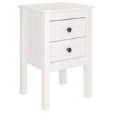 Bedside Cabinet White 40x35x61.5 cm Solid Wood Pine - Front View