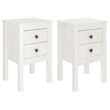 Bedside Cabinets 2 pcs White 40x35x61.5 cm Solid Wood Pine - Front View