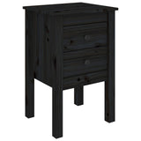 Bedside Cabinet Black 40x35x61.5 cm Solid Wood Pine - Front View