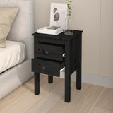 Bedside Cabinet Black 40x35x61.5 cm Solid Wood Pine - Side View