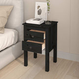Bedside Cabinets 2 pcs Black 40x35x61.5 cm Solid Wood Pine - Side View
