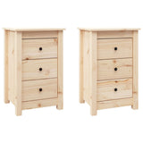 Bedside Cabinets 2 pcs 40x35x61.5 cm Solid Wood Pine - Front View
