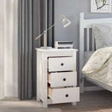Bedside Cabinet White 40x35x61.5 cm Solid Wood Pine - Rear View