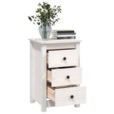 Bedside Cabinet White 40x35x61.5 cm Solid Wood Pine - Close-Up Angle