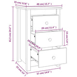 Bedside Cabinet White 40x35x61.5 cm Solid Wood Pine