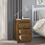 Bedside Cabinet Honey Brown 40x35x61.5 cm Solid Wood Pine - Rear View