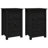 Bedside Cabinets 2 pcs Black 40x35x61.5 cm Solid Wood Pine
