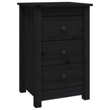 Bedside Cabinets 2 pcs Black 40x35x61.5 cm Solid Wood Pine - Side View