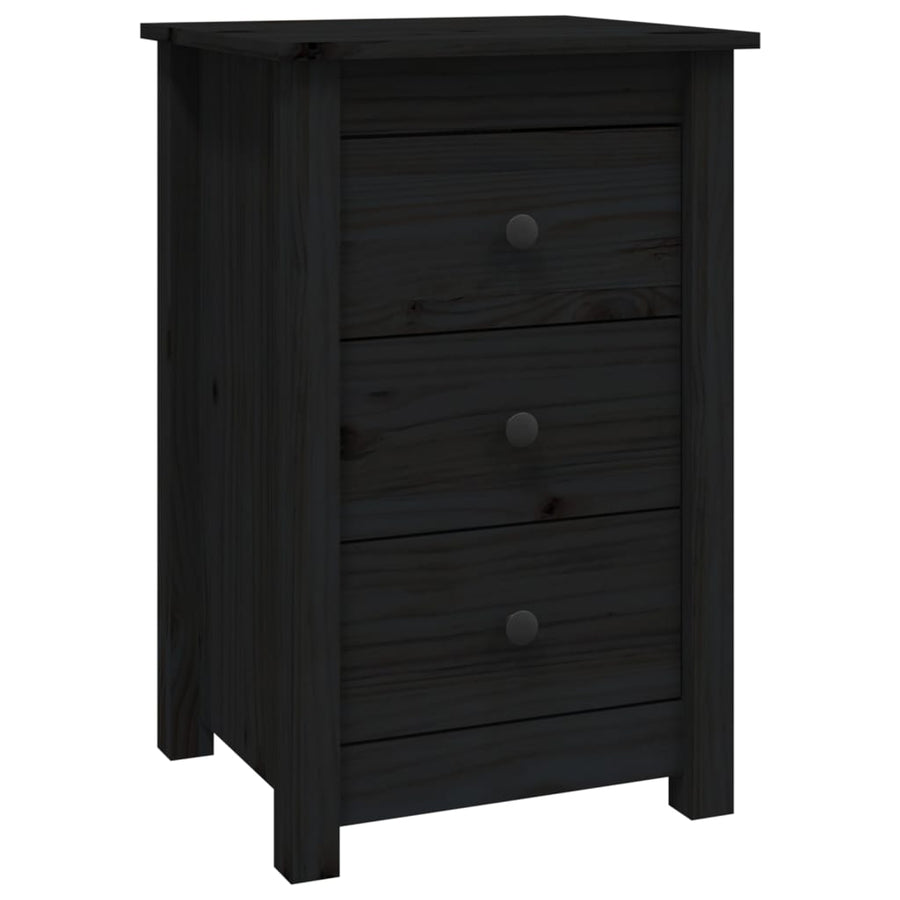 Bedside Cabinets 2 pcs Black 40x35x61.5 cm Solid Wood Pine