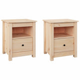 Bedside Cabinets 2 pcs 40x35x49 cm Solid Wood Pine - Front View