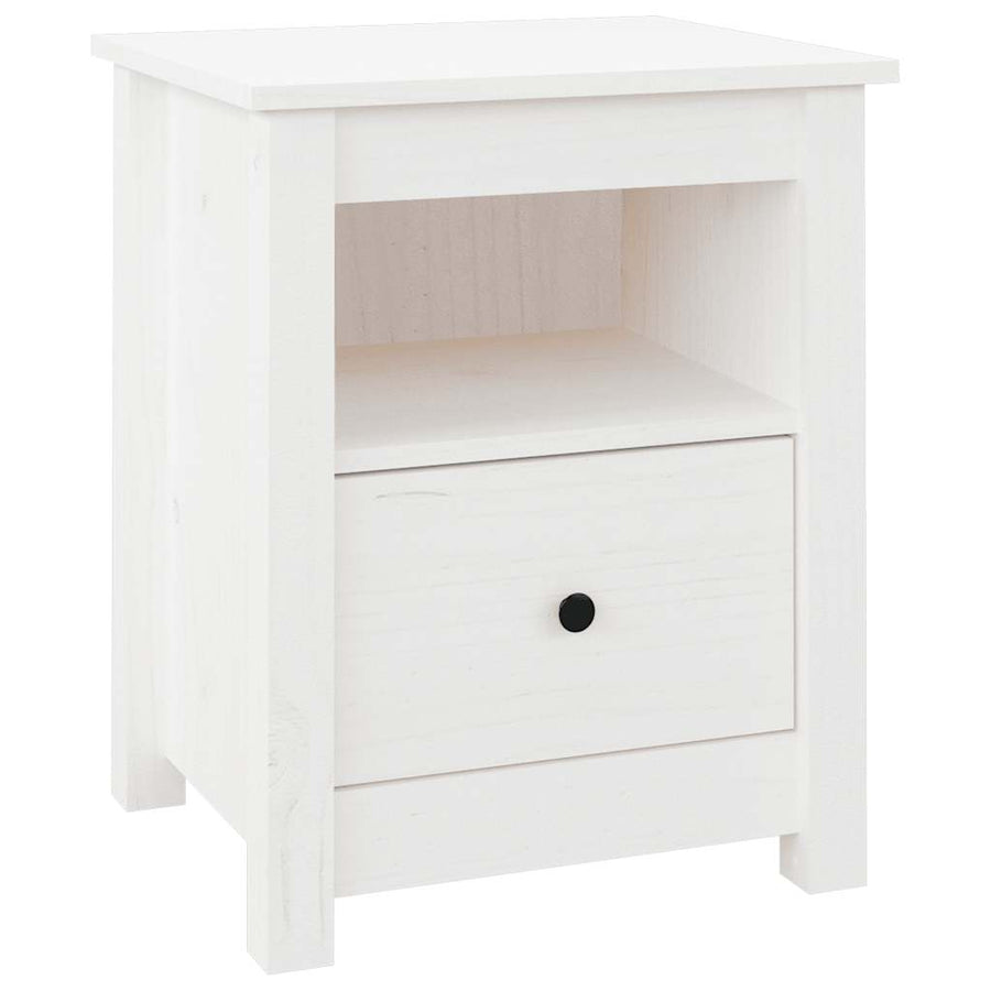 Bedside Cabinet White 40x35x49 cm Solid Wood Pine