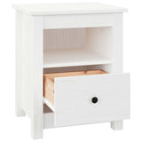 Bedside Cabinet White 40x35x49 cm Solid Wood Pine - Rear View