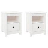 Bedside Cabinets 2 pcs White 40x35x49 cm Solid Wood Pine - Front View