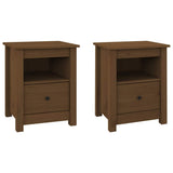 Bedside Cabinets 2 pcs Honey Brown 40x35x49 cm Solid Wood Pine - Front View