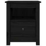 Bedside Cabinet Black 40x35x49 cm Solid Wood Pine - 45-Degree Angle