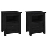Bedside Cabinets 2 pcs Black 40x35x49 cm Solid Wood Pine