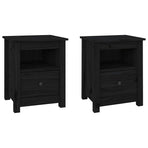 Bedside Cabinets 2 pcs Black 40x35x49 cm Solid Wood Pine