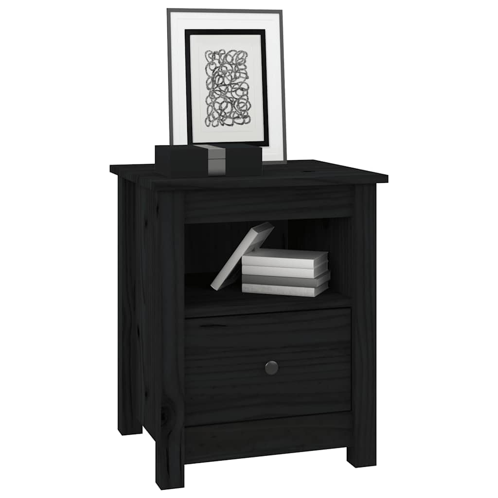 Bedside Cabinets 2 pcs Black 40x35x49 cm Solid Wood Pine