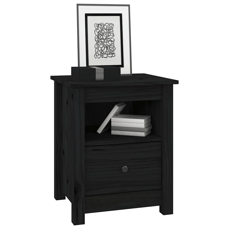 Bedside Cabinets 2 pcs Black 40x35x49 cm Solid Wood Pine