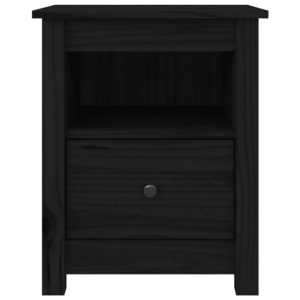 Bedside Cabinets 2 pcs Black 40x35x49 cm Solid Wood Pine