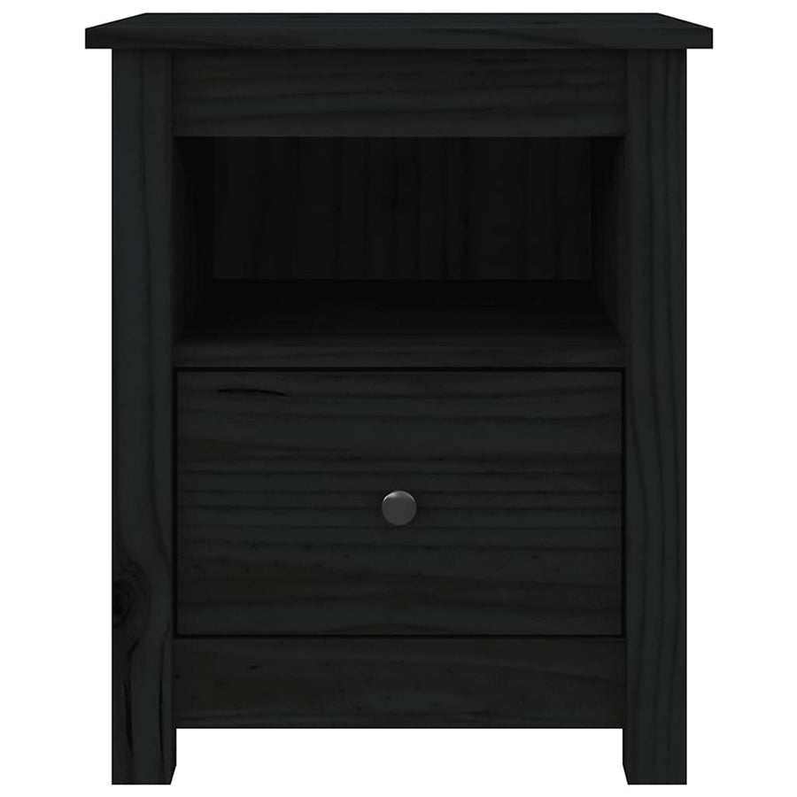 Bedside Cabinets 2 pcs Black 40x35x49 cm Solid Wood Pine