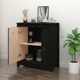 Sideboard Black 70x35x80 cm Solid Wood Pine - Side View