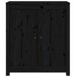 Sideboard Black 70x35x80 cm Solid Wood Pine - Top-Down View