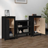 Sideboards 2 pcs Black 39x35x80 cm Solid Wood Pine - Side View