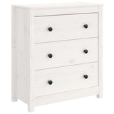 Sideboard White 70x35x80 cm Solid Wood Pine - Front View