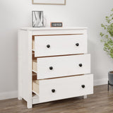 Sideboard White 70x35x80 cm Solid Wood Pine - Side View