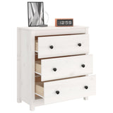 Sideboard White 70x35x80 cm Solid Wood Pine - Close-Up Angle