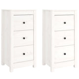 Sideboards 2 pcs White 40x35x80 cm Solid Wood Pine - Front View