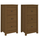 Sideboards 2 pcs Honey Brown 40x35x80 cm Solid Wood Pine - Front View