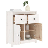 Sideboard White 70x35x80 cm Solid Wood Pine - Close-Up Angle