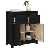 Sideboard Black 70x35x80 cm Solid Wood Pine - Side View