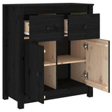 Sideboard Black 70x35x80 cm Solid Wood Pine - 45-Degree Angle