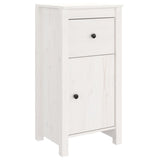 Sideboard White 40x35x80 cm Solid Wood Pine - Front View
