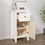 Sideboard White 40x35x80 cm Solid Wood Pine - Side View